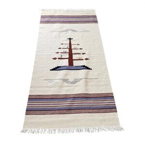 Tree of Life Native American Wool Rug Wall Hanging Trujillos Chimayo Handwoven